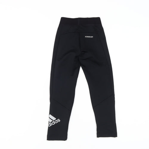 Adidas Girls Black Compression Leggings 5-6Y Athletic Fit