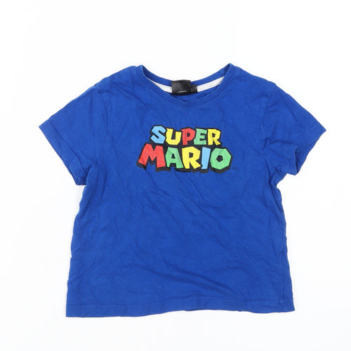 Super Mario Boys Blue T-Shirt 4-5 Years Graphic Logo