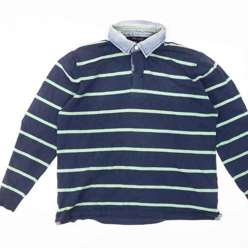 J. Hampton & Sons Men's Blue Striped Pullover Jumper L