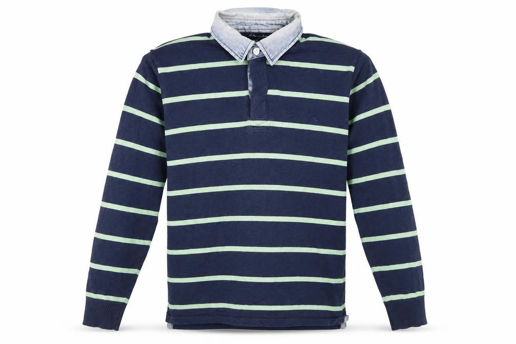 Front view of J. Hampton & Sons Men's Blue Striped jumper L