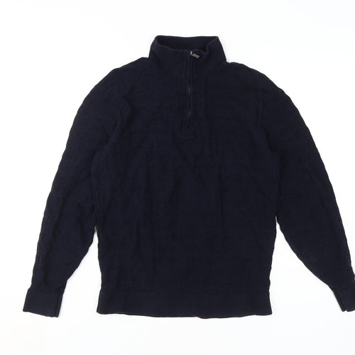 Massimo Dutti Men's Blue Cable-Knit Pullover S