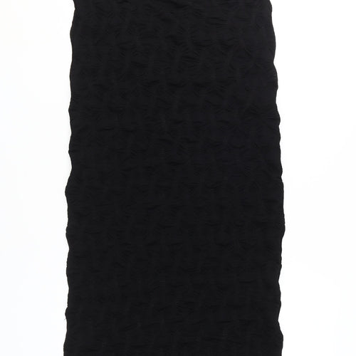 Topshop Women Black Size 14 Midi Pencil Skirt Straight