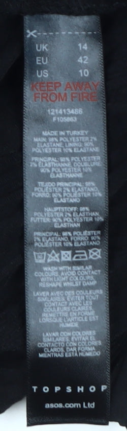 Topshop Women Black Size 14 Midi Pencil Skirt Straight