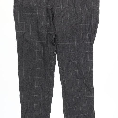 Massimo Dutti Men's Grey Check Jogger Trousers Size 34