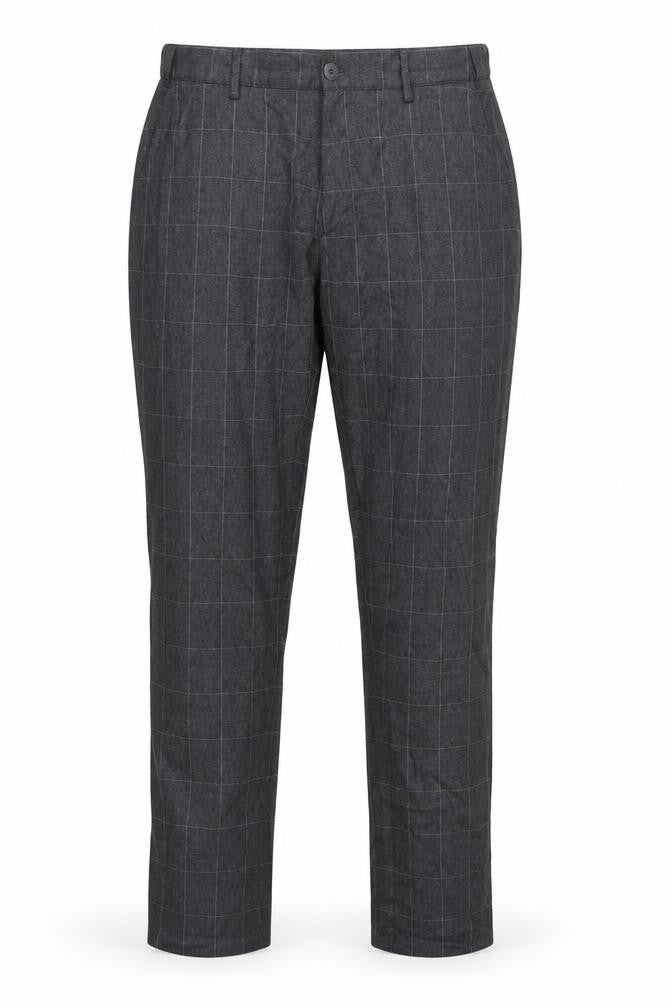 Front view of Massimo Dutti Men's Grey Check Jogger Trousers, size 34