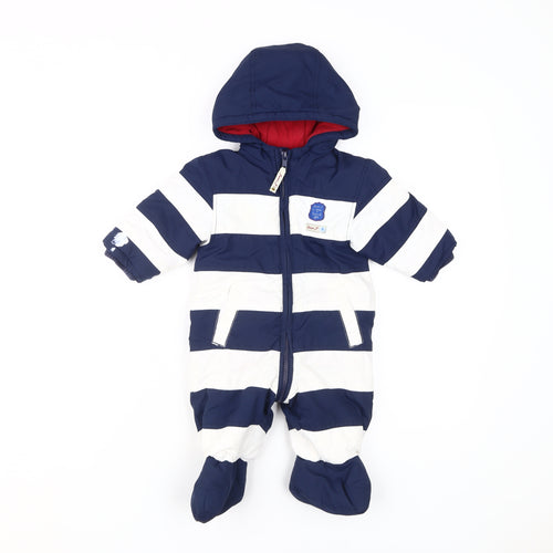Jasper Conran Unisex Blue & White Striped Baby Snowsuit 3-6M