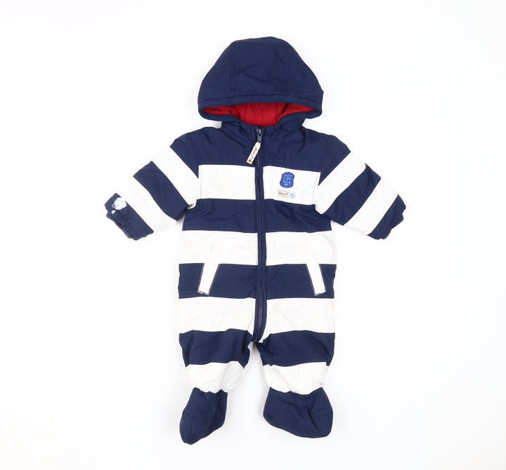 Jasper Conran Unisex Blue & White Striped Baby Snowsuit 3-6M