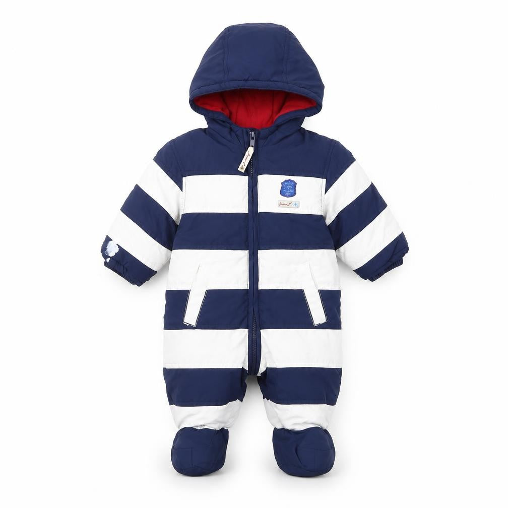 Jasper Conran Unisex Blue & White Striped Baby Snowsuit 3-6M
