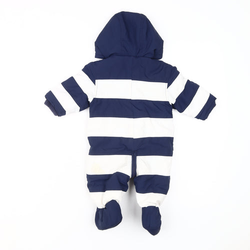 Jasper Conran Unisex Blue & White Striped Baby Snowsuit 3-6M