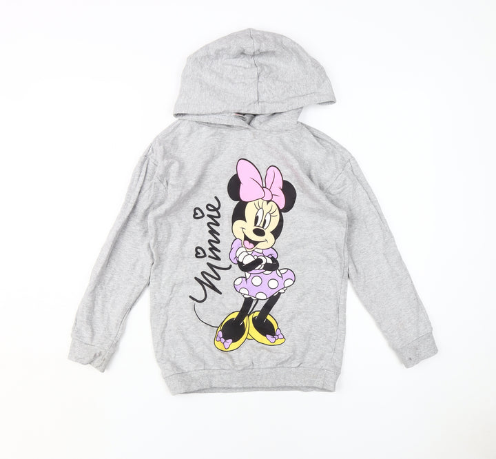 Disney Girls Grey Minnie Mouse Hoodie 9-10 Years Pullover