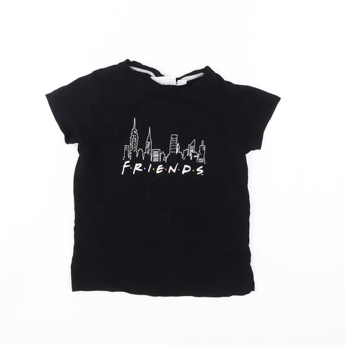 Friends Girls Black T-Shirt 9-10 Years, Graphic Logo Top