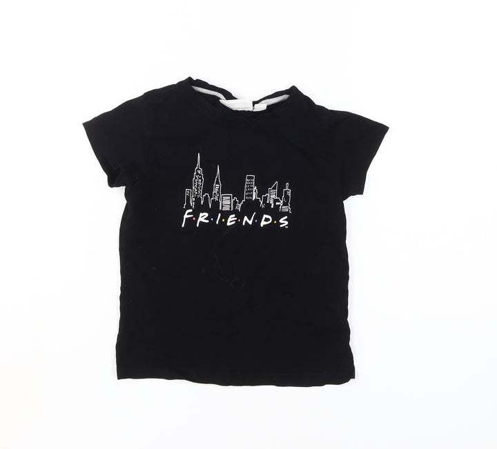 Friends Girls Black T-Shirt 9-10 Years, Graphic Logo Top