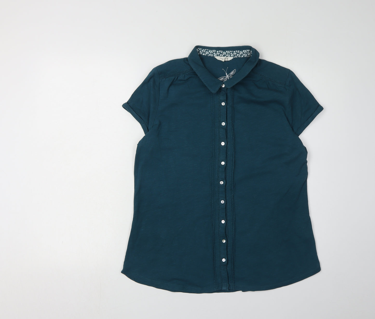 White Stuff Women's Blue Button-Up Shirt - Size 16