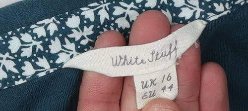 White Stuff Women's Blue Button-Up Shirt - Size 16