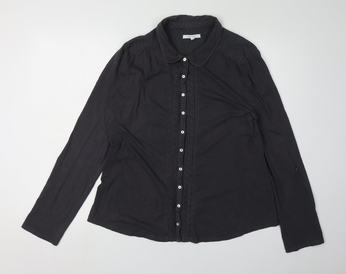 White Stuff Women's Black Button-Up Top Size 16