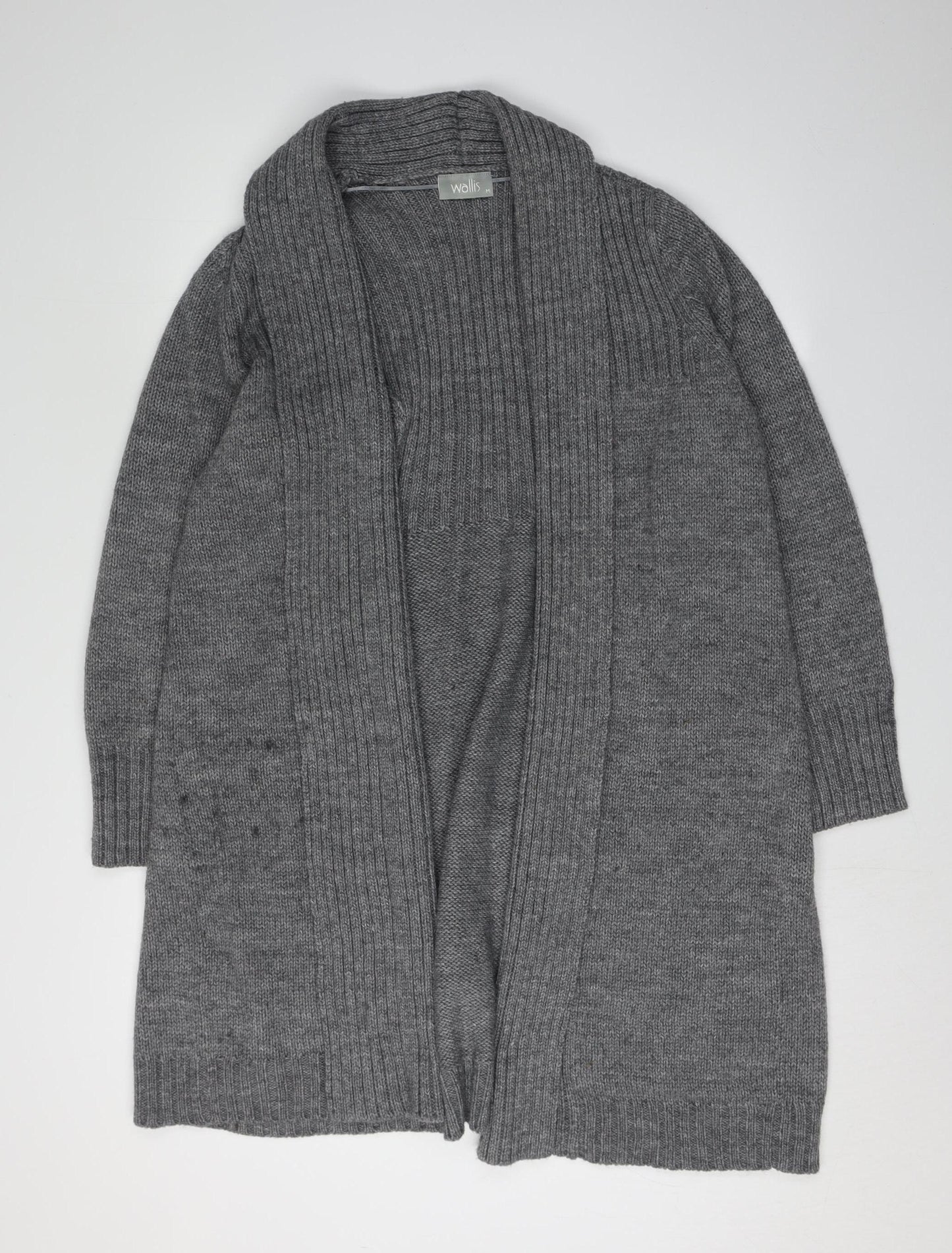 Wallis Women's Grey Cardigan Size 12 Acrylic Wool
