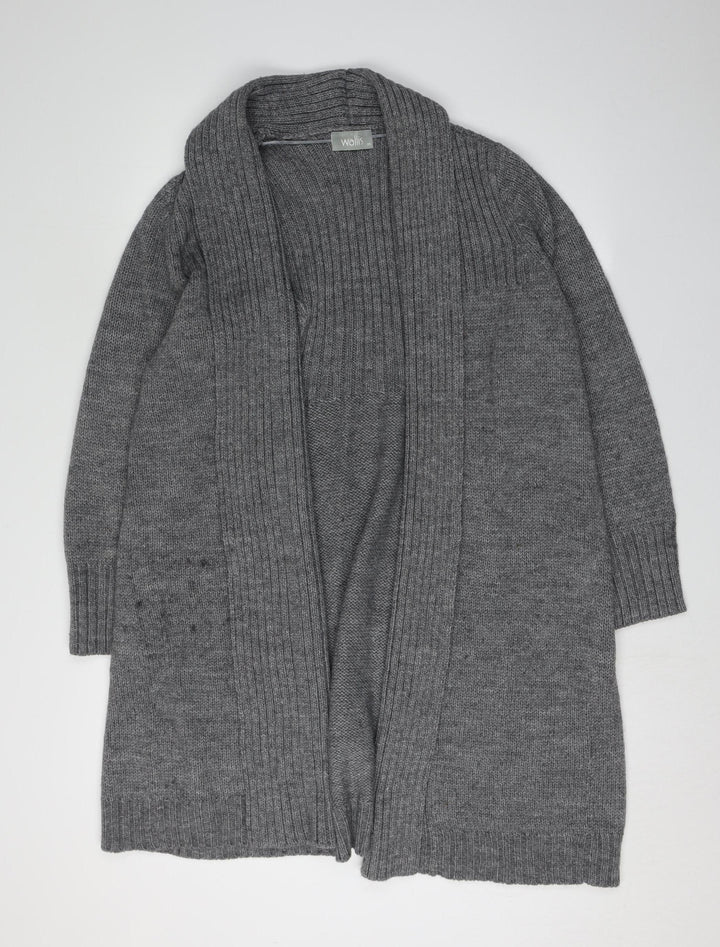 Wallis Women's Grey Cardigan Size 12 Acrylic Wool