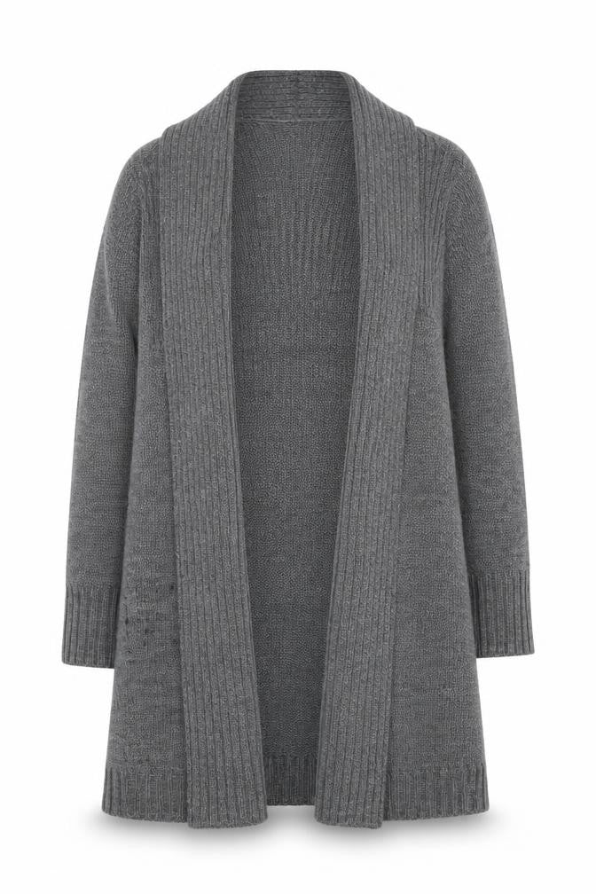 Front view of Wallis Women's Grey Cardigan, size 12, Acrylic Wool