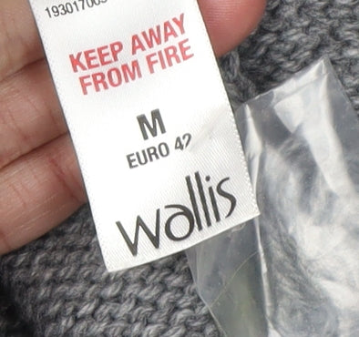 Wallis Women's Grey Cardigan Size 12 Acrylic Wool