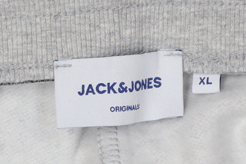 Jack & Jones Men's Grey XL Sweat Shorts, Elastic Waist