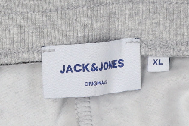 Jack & Jones Men's Grey XL Sweat Shorts, Elastic Waist