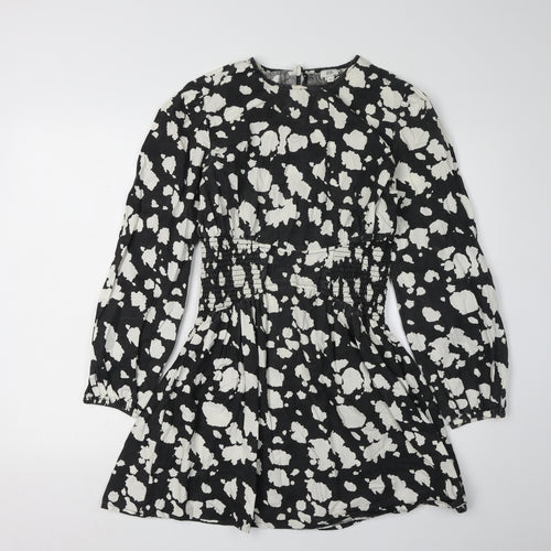 River Island Women's Black Print A-Line Dress UK 10
