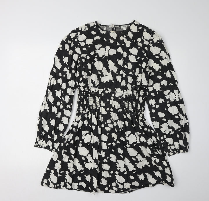 River Island Women's Black Print A-Line Dress UK 10