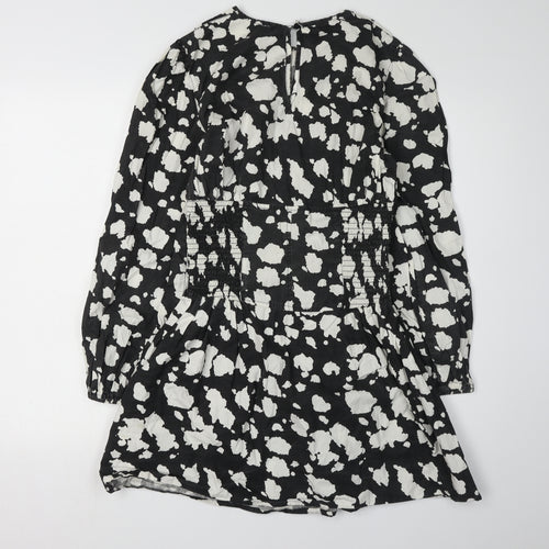 River Island Women's Black Print A-Line Dress UK 10