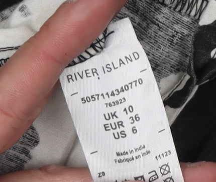 River Island Women's Black Print A-Line Dress UK 10