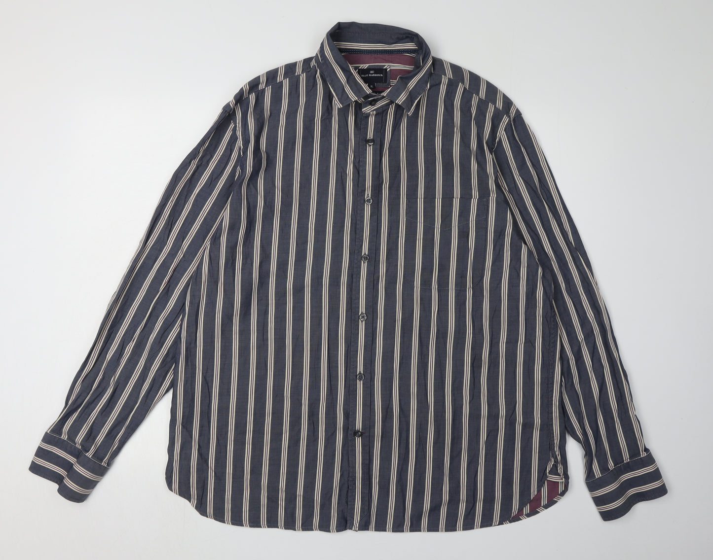 Marks and Spencer Men's XL Striped Black Shirt