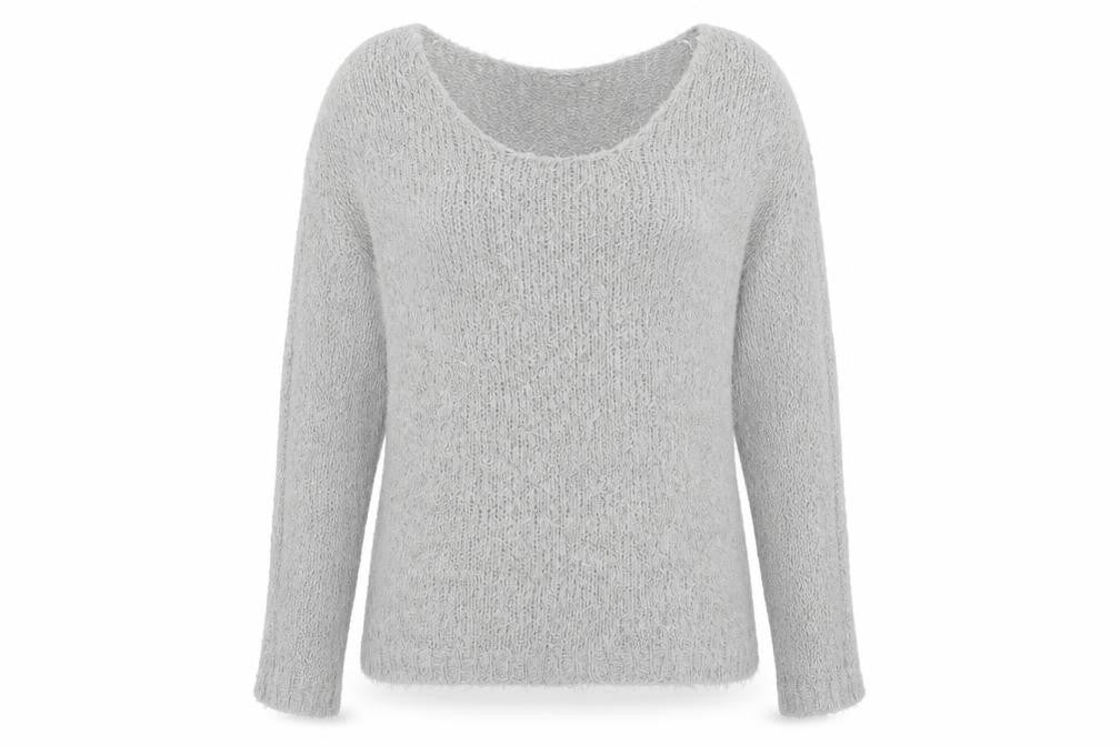 Front view of Brave Soul Women's Grey Relaxed jumper
