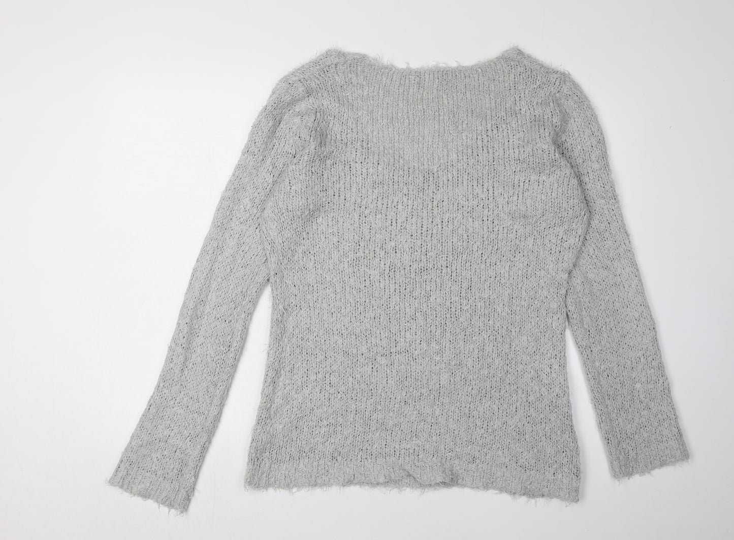Brave Soul Women's Grey Relaxed Pullover Jumper