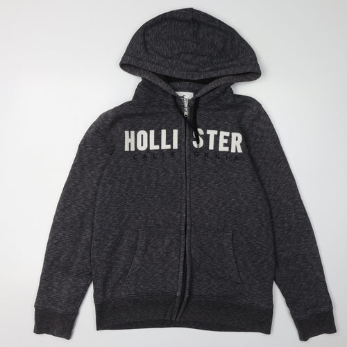 Hollister Men's Grey Full Zip Hoodie, M, Logo