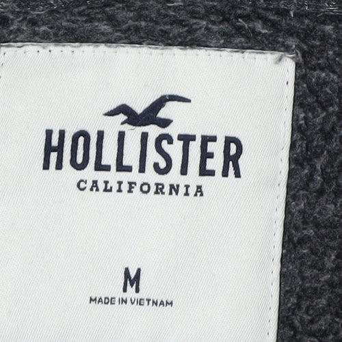 Hollister Men's Grey Full Zip Hoodie, M, Logo