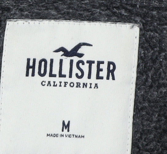 Hollister Men's Grey Full Zip Hoodie, M, Logo
