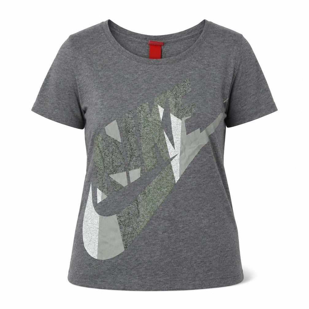 Front view of Nike Women’s Grey Basic T-Shirt, size S, Casual Style