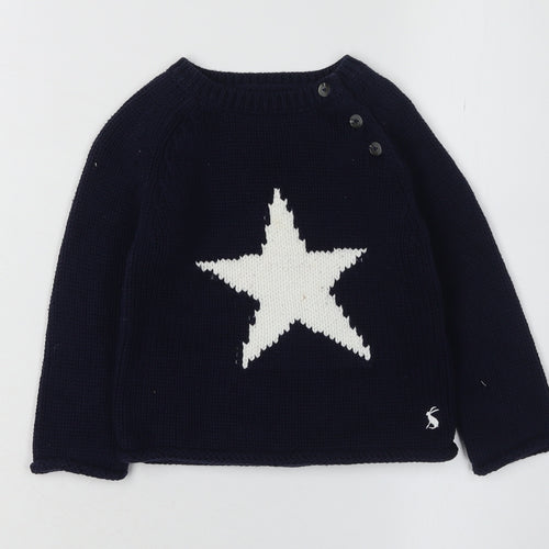 Joules Unisex Baby Blue Star Jumper, 9-12 Months, Winter Knit