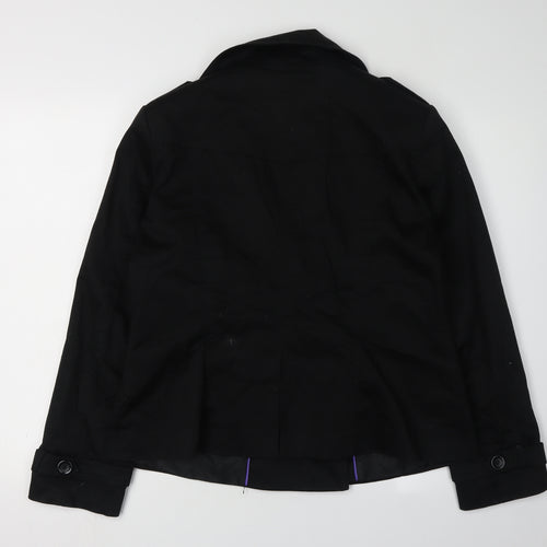 South Women's Black Pea Coat Jacket, Size 16, Lined Casual
