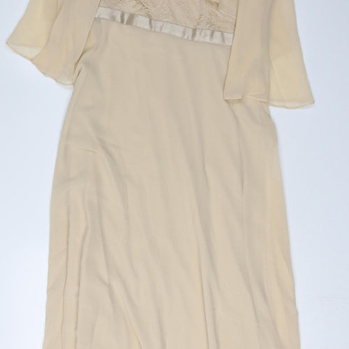 Fynadressr Women's Beige Long A-Line Flutter XL Dress