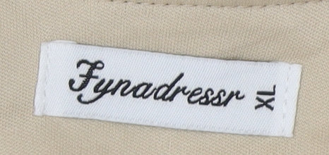 Fynadressr Women's Beige Long A-Line Flutter XL Dress