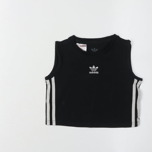Adidas Girls Black Cropped Tank Top 9-10 Years