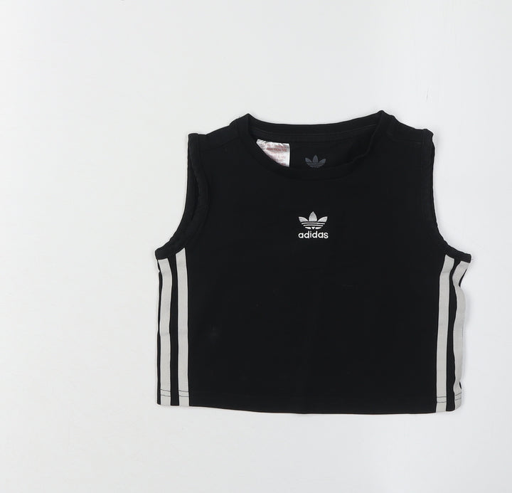 Adidas Girls Black Cropped Tank Top 9-10 Years