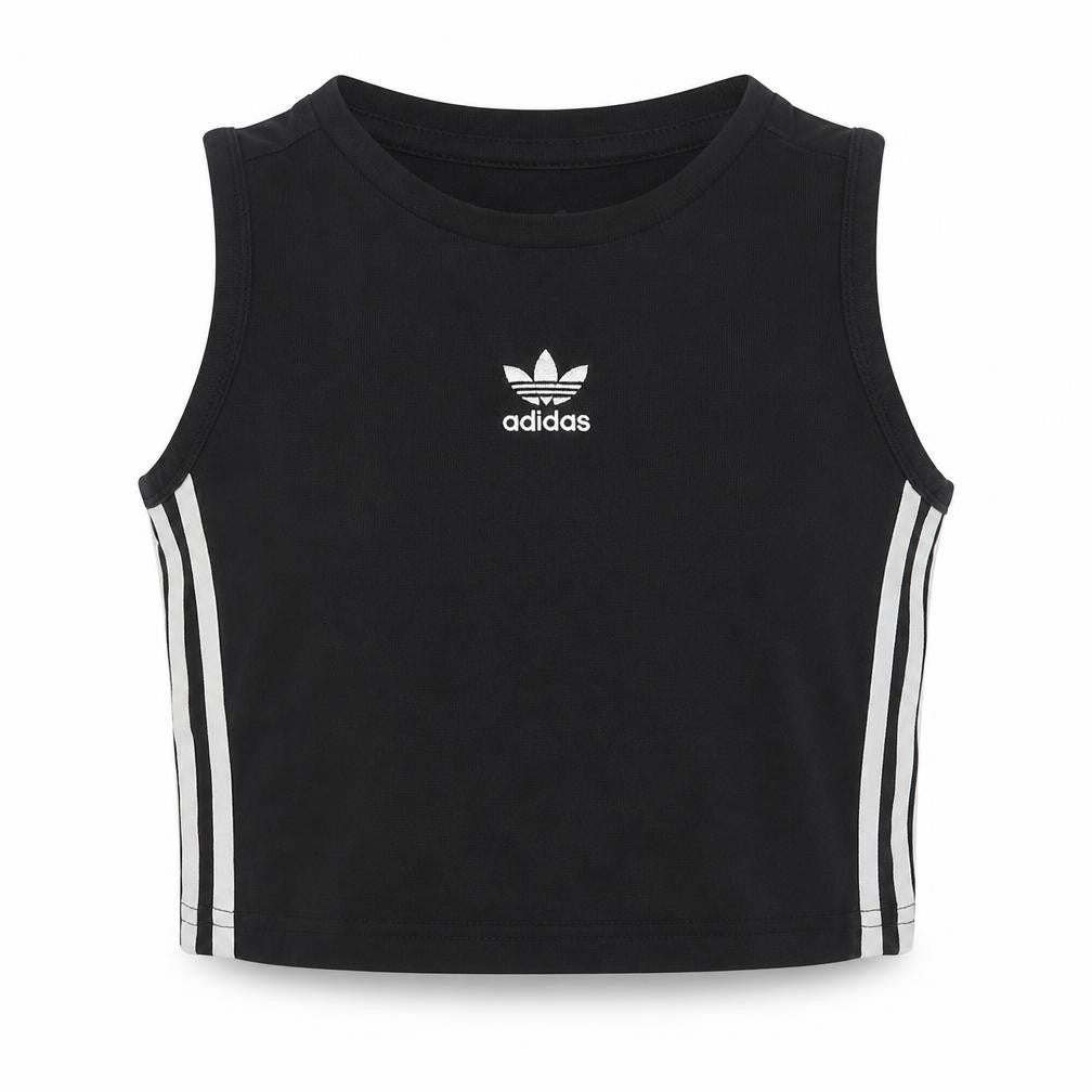 Adidas Girls Black Cropped Tank Top 9-10 Years