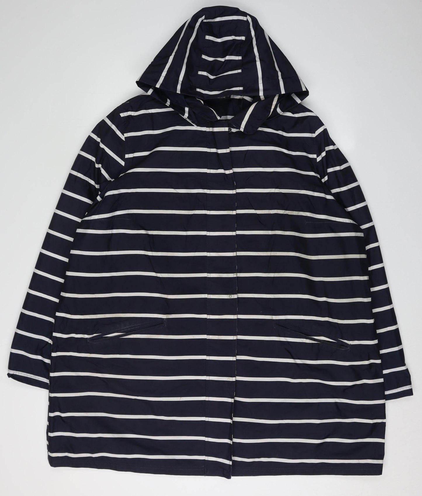 Bonmarché Women's Blue Striped Rain Coat in Size 22