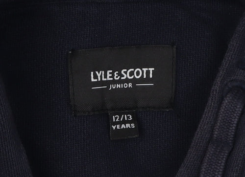 Lyle & Scott Boys Blue Hoodie Pullover 12-13 Years Logo Casual