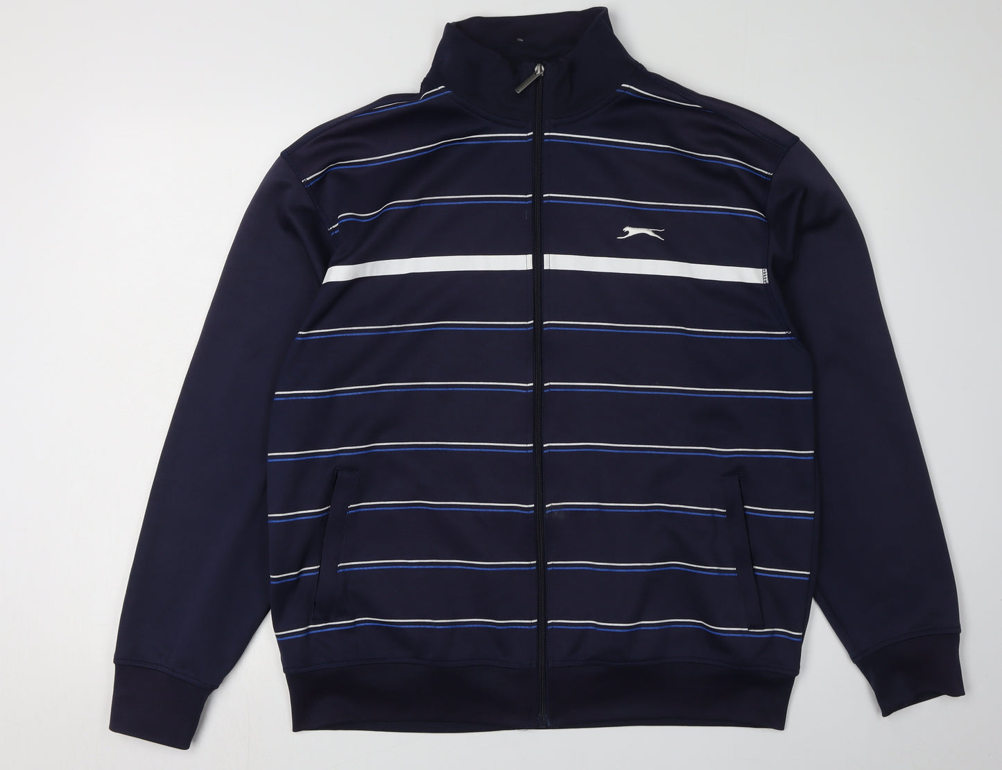 Slazenger Men's Blue Full Zip Striped Sweatshirt - L