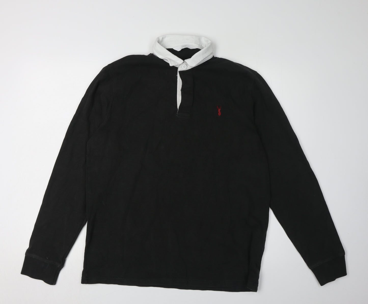 Next Men's Black Polo Shirt L Long Sleeve Casual
