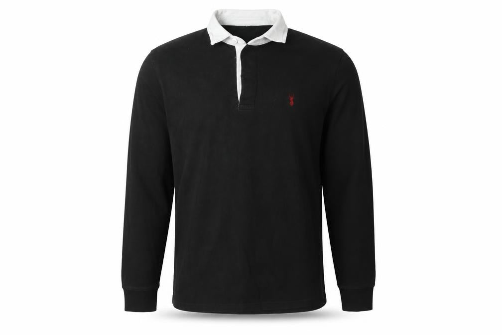 Next Men's Black Polo Shirt L Long Sleeve Casual