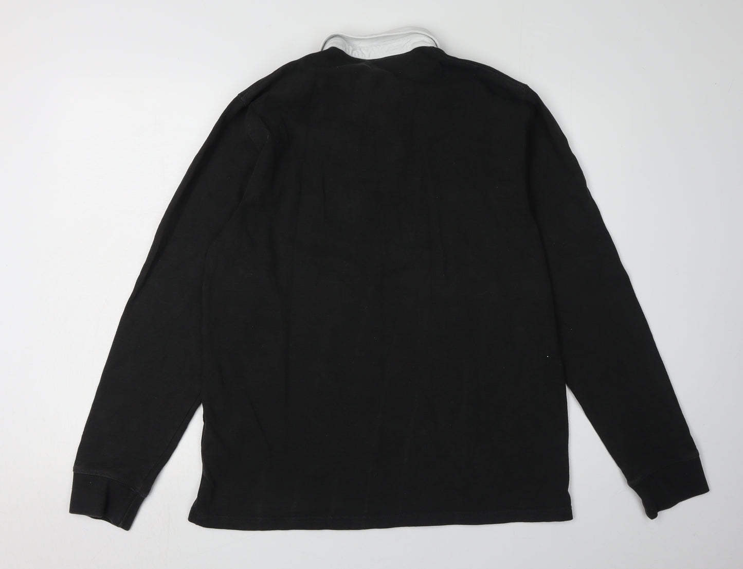 Next Men's Black Polo Shirt L Long Sleeve Casual