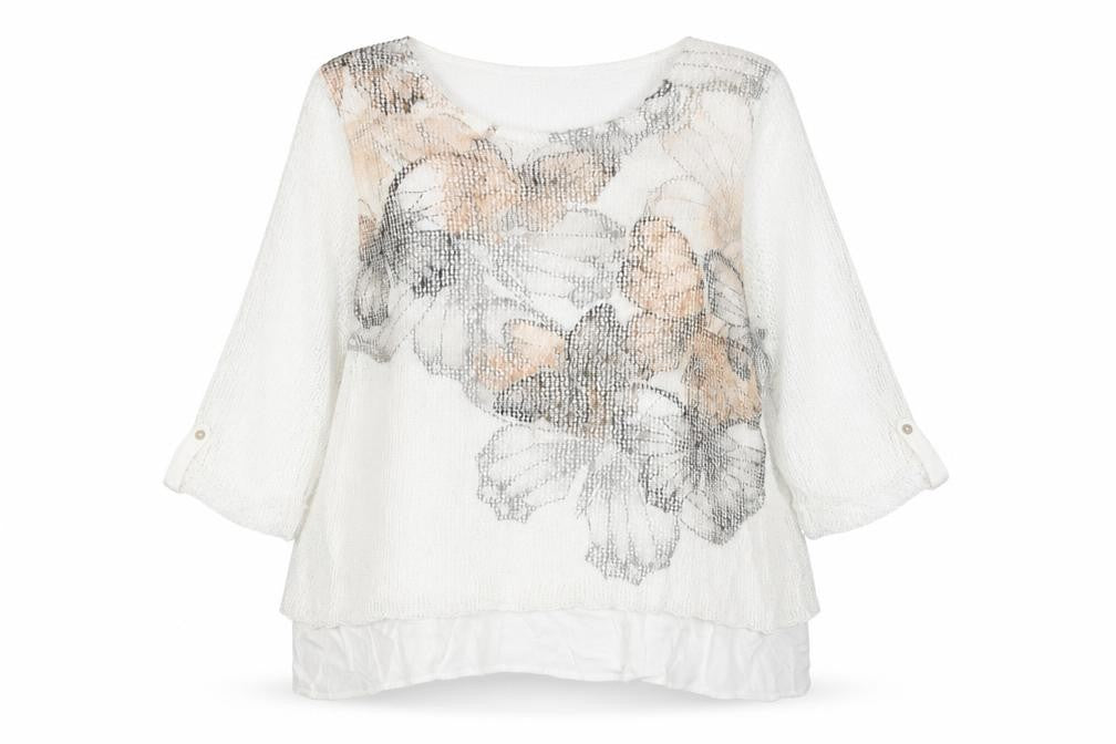 Front view of Bonmarché Women's Floral Tunic Blouse - Multicoloured, size 20